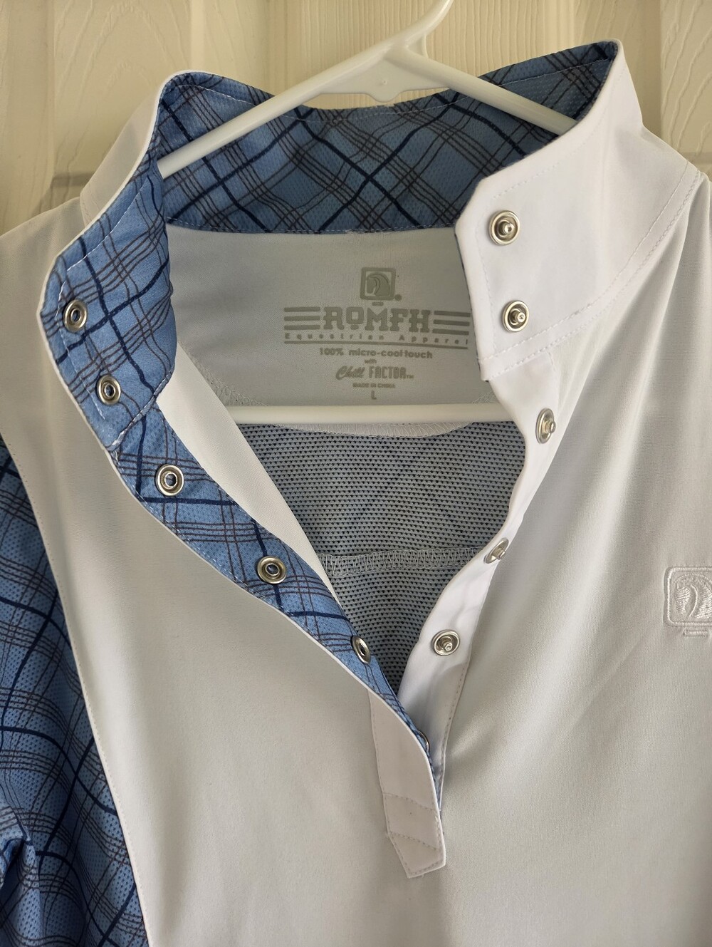 Romfh Schuyler Plaid Long Sleeve Show Shirt Blue White Women's Size Large - Picture 3 of 14
